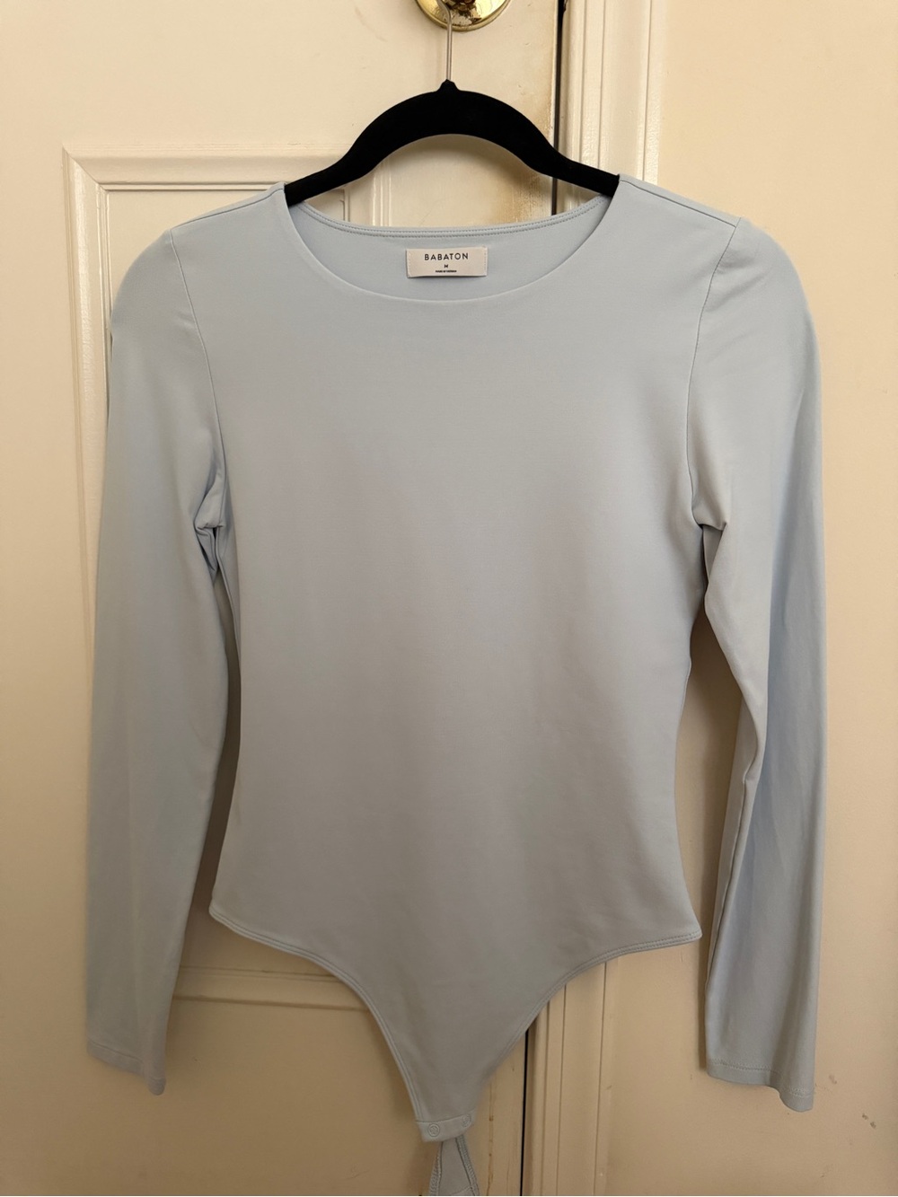 Aritzia Babaton Contour Light Blue Long-Sleeve Crew Neck Bodysuit